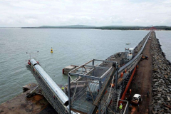Conveyor belt and crane in place